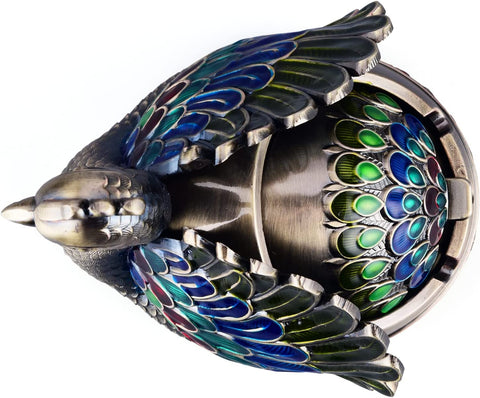 Image of Peacock Metal Ashtray with Lid (Bronze)