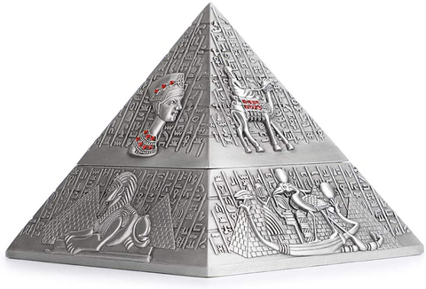 Image of Vintage Egyptian Metal Pyramid Ashtray -  Bronze