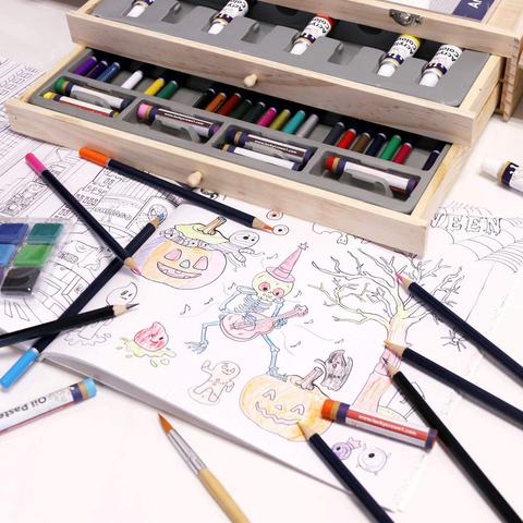 Image of Professional Art Set, Art Supplies in Portable Wooden Case, 83 Pieces Deluxe Art Set for Painting & Drawing, Art Kit for Kids, Teens and /Gift