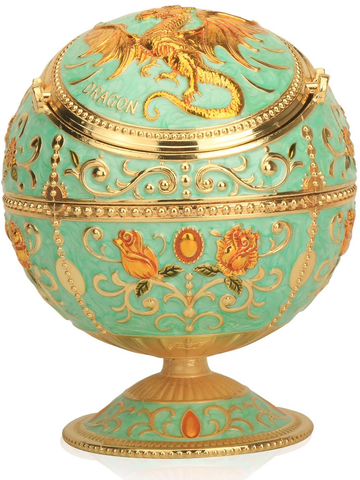 Image of Windproof Ashtray with Flip Lid, Handcrafted Rose Pattern Classy Gift for Women Men (Transparent Blue-Golden)