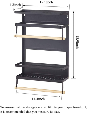 Image of Foldable Magnetic Fridge Spice Rack - Black