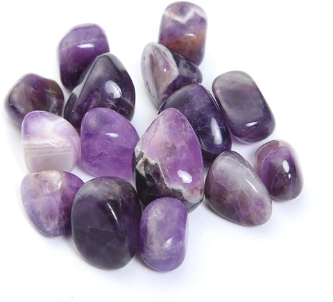 Image of Bingcute Brazilian Tumbled Polished Natural Amethyst Stones 1/2 Ib for Wicca, Reiki, and Energy Crystal Healing (Amethyst)