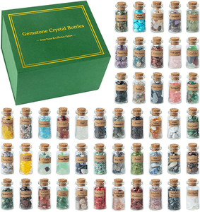 KHOCOEE 48Pcs Different Crystals and Healing Stones, Gemstone and Crystals Bottles, Chakra Healing Crystals for Witchcraft, Great Choice for Gift, Collection and Home Decor
