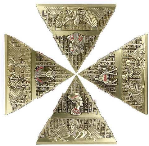 Image of Vintage Egyptian Metal Pyramid Ashtray -  Bronze