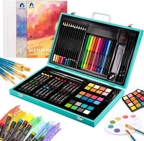 Art Supplies 85 Piece, Vigorfun Deluxe Wooden Art Set Crafts Drawing Painting  Kit with 2 Sketch Pads, Oil Pastels, Acrylic, Watercolor Paints, Creative  Gifts Box for Adults Artist Kids Teens Girls 