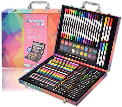 Image of Darnassus 132-Piece Art Set, Inspiration Art Case Coloring Set, Deluxe Professional Color Set, Crafts for Kids Ages 8-12, with Compact Portable Case