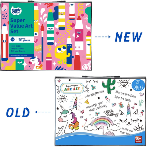 Image of KIDDYCOLOR 211Pcs Kids Art Supplies, Portable Painting & Drawing Art Kit for Kids with Oil Pastels, Crayons, Colored Pencils, Markers, Double Sided Trifold Easel Art Set for Girls Boys Teens 3-12