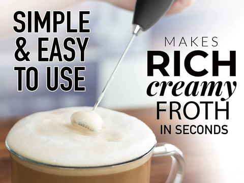 Image of Zulay Original Milk Frother Handheld Foam Maker for Lattes - Whisk Drink Mixer for Coffee, Mini Foamer for Cappuccino, Frappe, Matcha, Hot Chocolate by Milk Boss (Black)