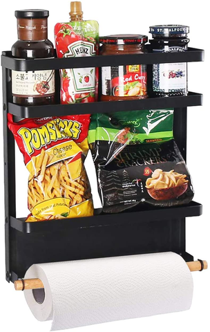 Image of Foldable Magnetic Fridge Spice Rack - Black