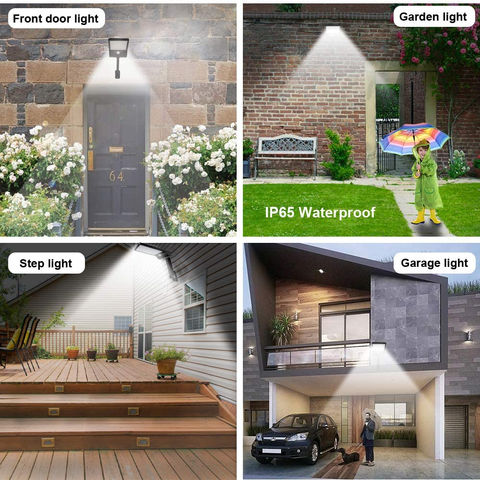 Image of Wireless Motion Sensor Remote Control & 3 Lighting Modes Solar Lights for Backyard Gutter Courtyard Deck Home