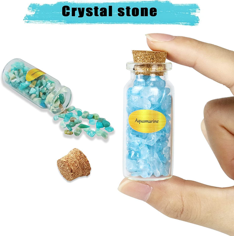 Image of 12 Pack Different Crystal Chips Gemstone Bottles Reiki Healing Tumbled Wicca Gem Stones Kit for Jewelry Making Home Office Decoration Collection