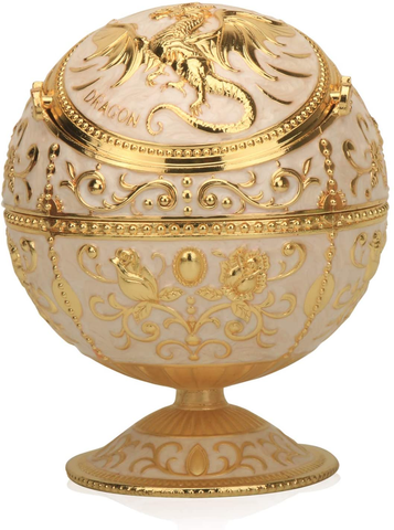 Image of Windproof Ashtray with Flip Lid, Handcrafted Rose Pattern Classy Gift for Women Men (Transparent Blue-Golden)