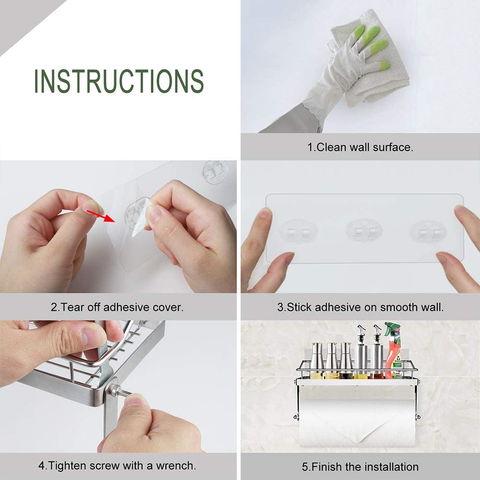 Image of Wall Mounted Paper Towel Roll Rack Basket for Kitchen, Shower Bathroom Stainless Steel