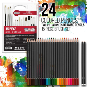 U.S. Art Supply 163-Piece Mega Deluxe Art Painting, Drawing Set in Wood Box, Desk Easel - Artist Painting Pad, 2 Sketch Pads, 24 Watercolor Paint Colors, 24 Oil Pastels, 24 Colored Pencils, 60 Crayons