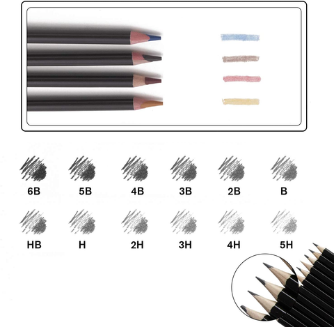 Image of Professional Art Kit, 58 Piece Drawing and Sketching Art Set, Colored Pencils and Charcoal Pencils in Wooden Box, Art Supplies for Kids, Teens and Adults