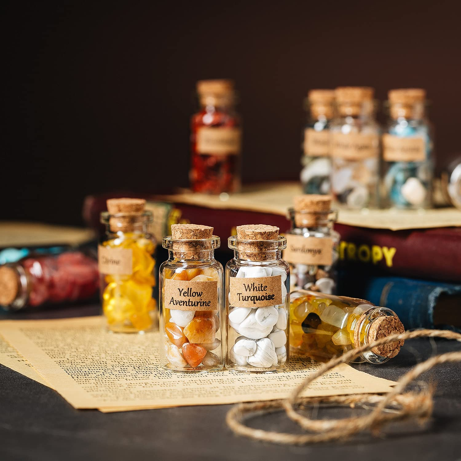 KHOCOEE 48Pcs Different Crystals and Healing Stones, Gemstone and Crystals Bottles, Chakra Healing Crystals for Witchcraft, Great Choice for Gift, Collection and Home Decor