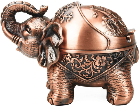 Image of Decorative Stand Elephant Ashtray with Lid 