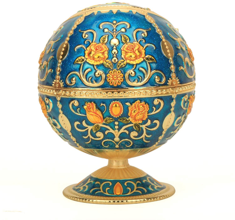 Image of Windproof Ashtray with Flip Lid, Handcrafted Rose Pattern Classy Gift for Women Men (Transparent Blue-Golden)