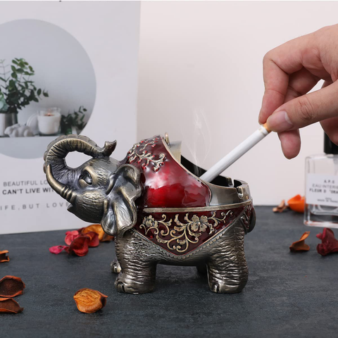 Image of Elephant Ashtray with Lid (Red)