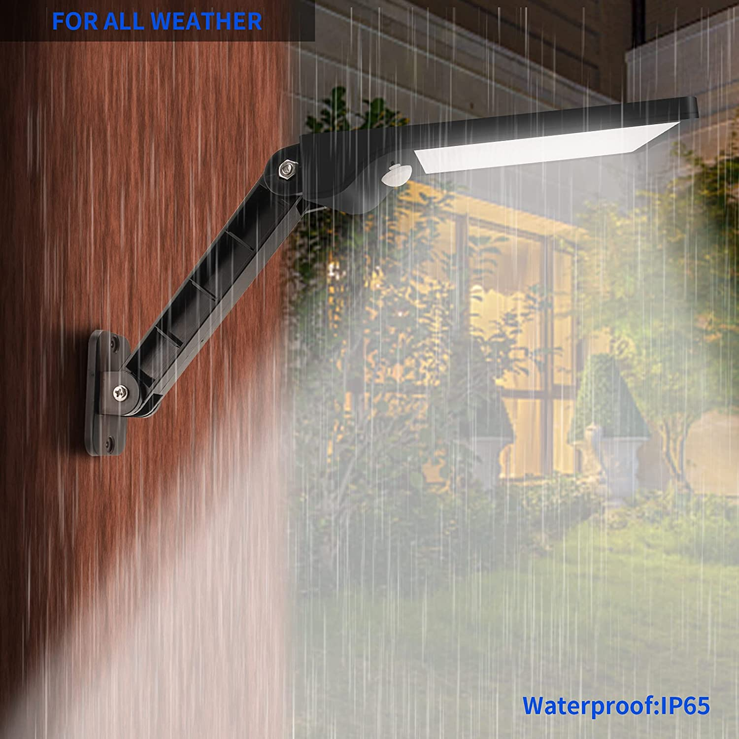 Wireless Motion Sensor Remote Control & 3 Lighting Modes Solar Lights for Backyard Gutter Courtyard Deck Home
