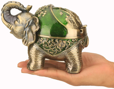Image of Stand Elephant Decorative Ashtray (Green)