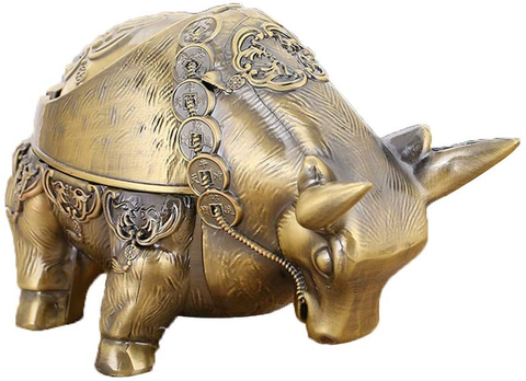 Image of Decorative Ashtray Ornament for Indoor and Outdoor Use (Bull)