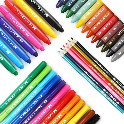 Image of MEEDEN Art Set for Kids, Kids Drawing Set with Portable Wooden Box, Coloring Book, Silky Crayons, Oil Pastels, Colored Pencils & Painting Art Supplies, Art Kit for Kids Girls Boys