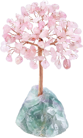 Image of Crystaltears 7 Chakra Crystal Tree Natural Reiki Healing Crystals Gemstone Bonsai Money Trees with Fluorite Crystals Stone Base Feng Shui Crystal Stone Tree for Home Decor 4.7"-5.1"