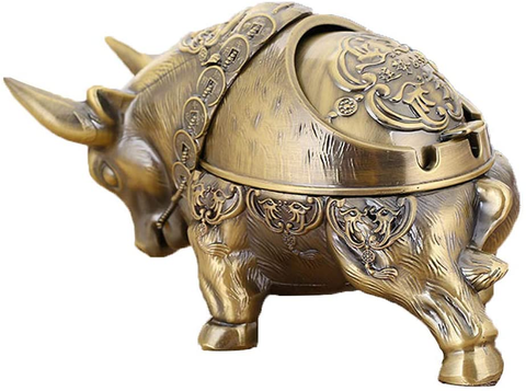 Image of Decorative Ashtray Ornament for Indoor and Outdoor Use (Bull)