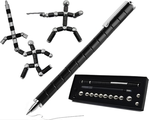 Image of YAGIS-S Toy Pen, Decompression Magnetic Metal Pen, Multifunctional Deformable Magnet Writing Pen, Eliminate Pressure Fidget Toy Gift for Kids or Friends