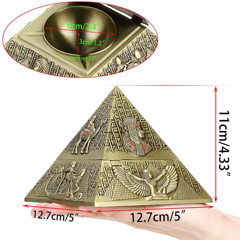 Image of Vintage Egyptian Metal Pyramid Ashtray -  Bronze