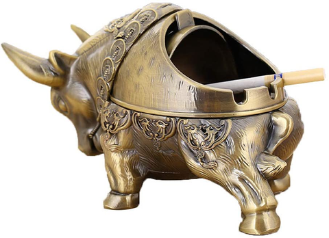 Image of Decorative Ashtray Ornament for Indoor and Outdoor Use (Bull)