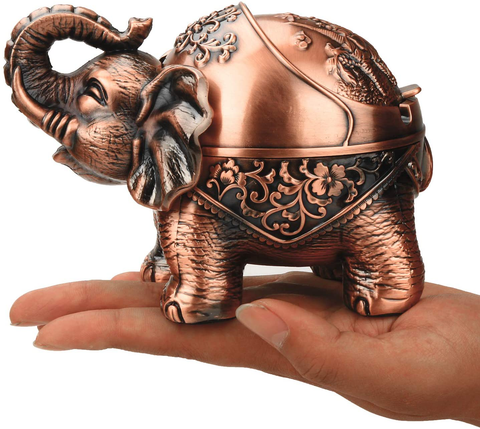 Image of Decorative Stand Elephant Ashtray with Lid 