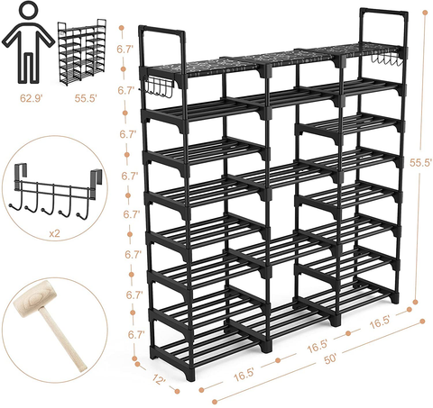 Image of Shoe Rack Shoe Organizer 8 Tiers Shoe Rack for Entryway Holds 36-42 Pairs Shoe and Boots