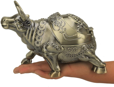 Image of Vintage Windproof Bull Ashtray (Bronze Taurus)