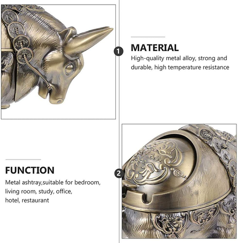 Image of Decorative Ashtray Ornament for Indoor and Outdoor Use (Bull)