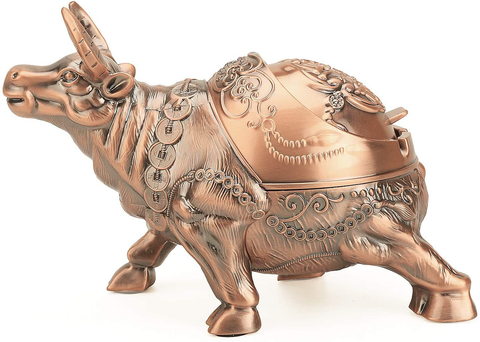 Image of Vintage Windproof Bull Ashtray (Bronze Taurus)
