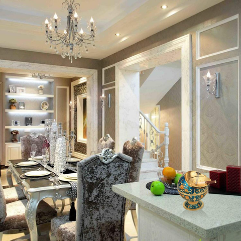 Image of Windproof Ashtray with Flip Lid, Handcrafted Rose Pattern Classy Gift for Women Men (Transparent Blue-Golden)