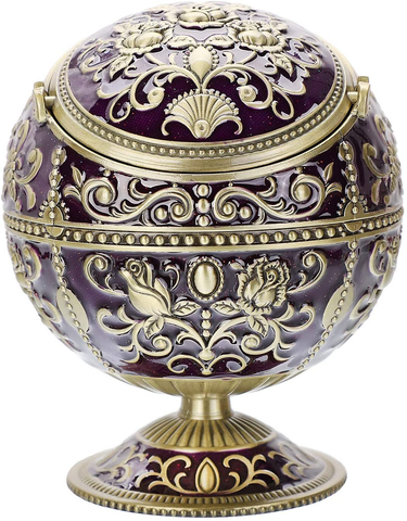 Image of Windproof Ashtray with Lid (Navy Blue-Red Copper)