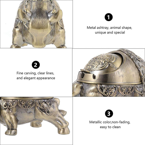 Image of Decorative Ashtray Ornament for Indoor and Outdoor Use (Bull)
