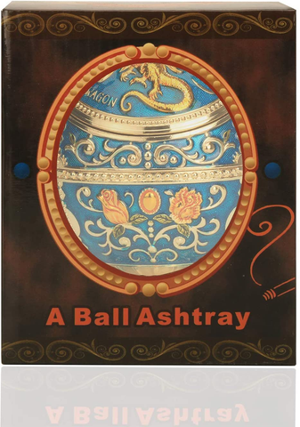 Image of Windproof Ashtray with Flip Lid, Handcrafted Rose Pattern Classy Gift for Women Men (Transparent Blue-Golden)