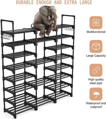 Image of Shoe Rack Shoe Organizer 8 Tiers Shoe Rack for Entryway Holds 36-42 Pairs Shoe and Boots