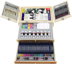 Professional Art Set, Art Supplies in Portable Wooden Case, 83 Pieces Deluxe Art Set for Painting & Drawing, Art Kit for Kids, Teens and /Gift