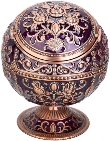 Image of Windproof Ashtray with Lid (Navy Blue-Red Copper)