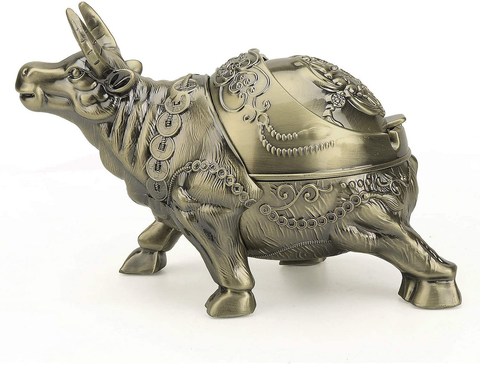 Image of Vintage Windproof Bull Ashtray (Bronze Taurus)