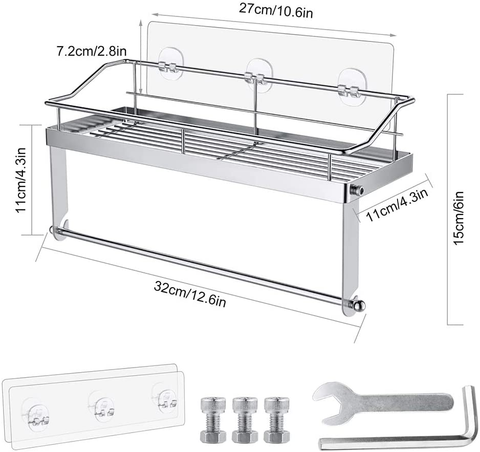 Image of Wall Mounted Paper Towel Roll Rack Basket for Kitchen, Shower Bathroom Stainless Steel