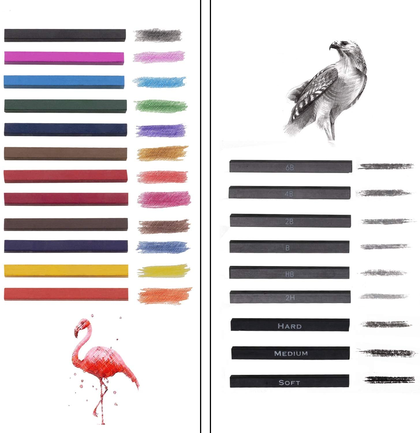 Professional Art Kit, 58 Piece Drawing and Sketching Art Set, Colored Pencils and Charcoal Pencils in Wooden Box, Art Supplies for Kids, Teens and Adults