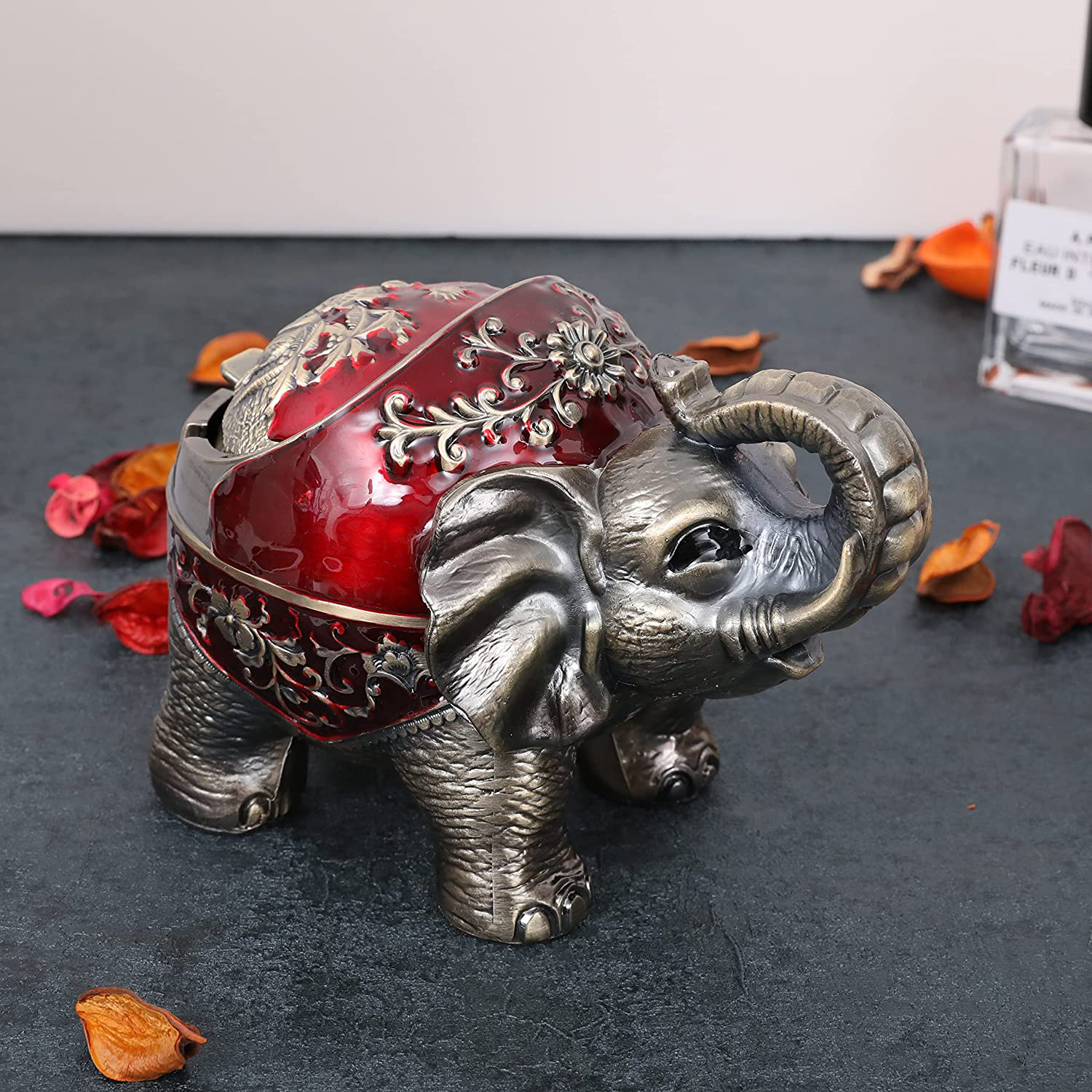 Elephant Ashtray with Lid (Red)