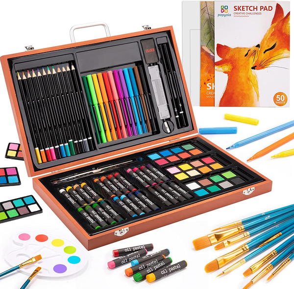 Wooden Art Set for Painting, Sketching, Coloring Creative Portable Art –  GizmoXpress