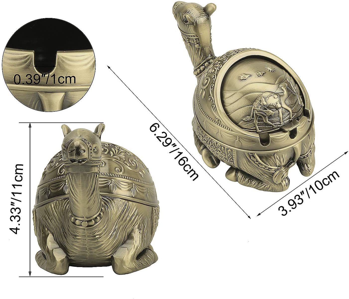 Decorative Camel Ashtray with Lid (Retro Bronze)